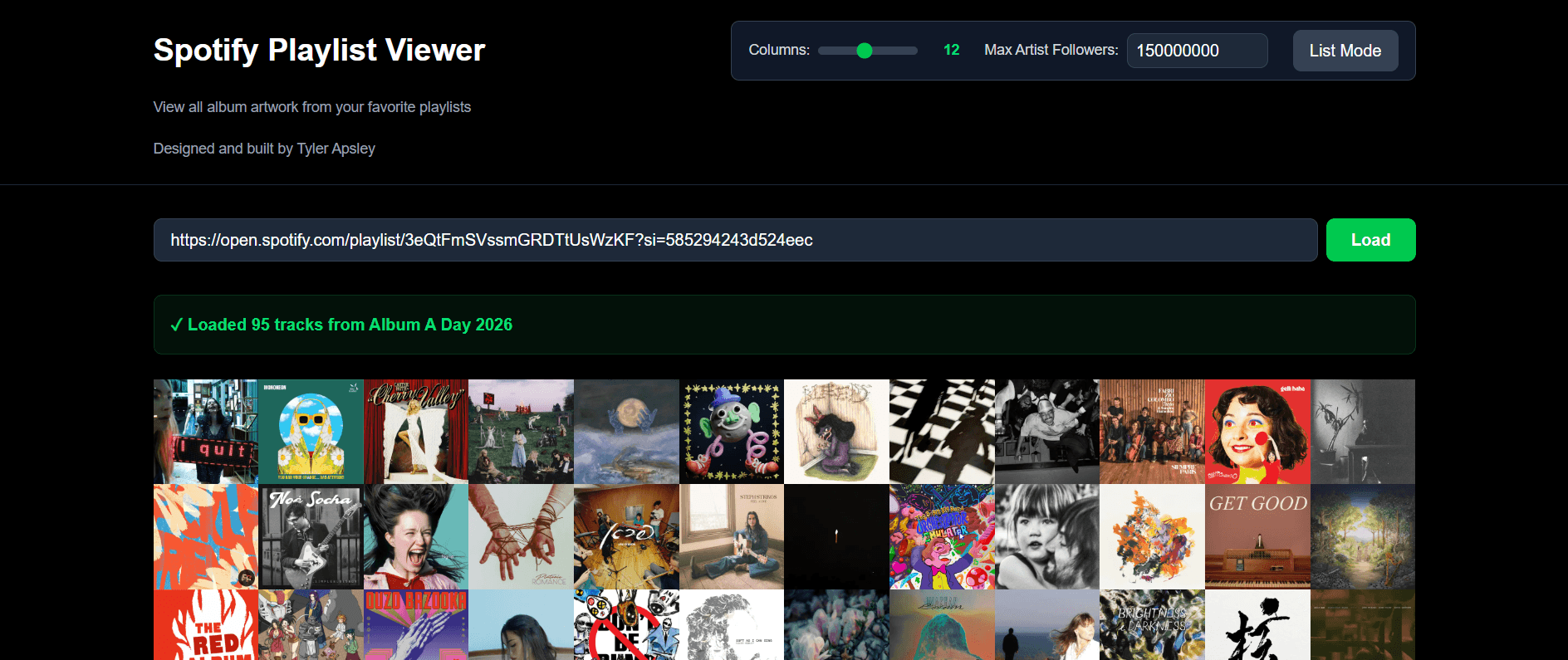 Playlist Grid page preview